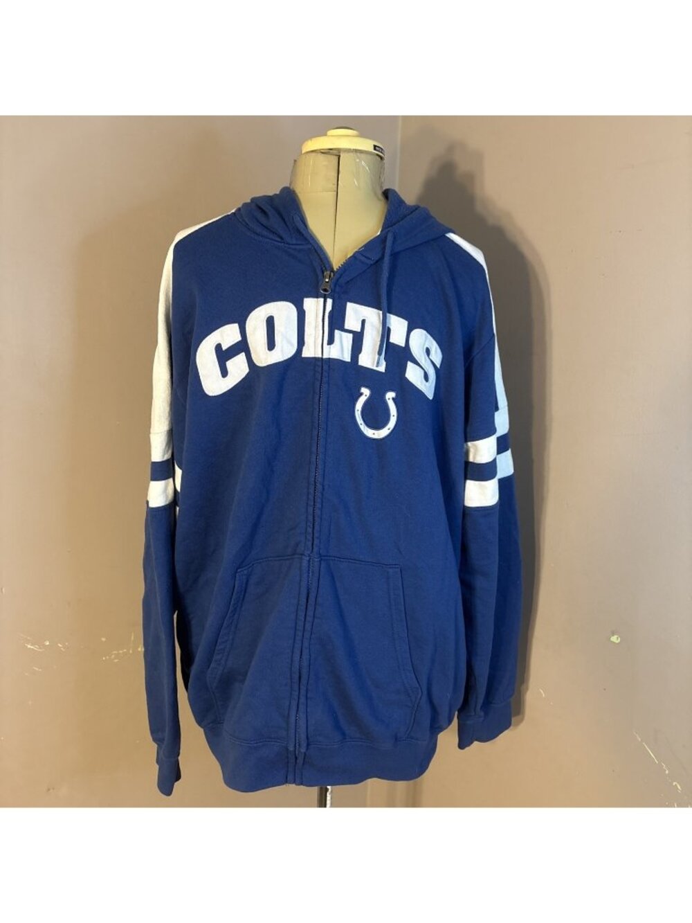 NFL Team Apparel Indianapolis Colts Football Fleece Zip Up Blue Jacket Men Sz XL